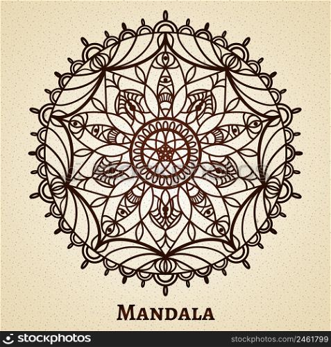 Yoga meditation mandala ornament. Design sacred symbol, buddhism and flower decoration, vector illustration. Yoga meditation mandala ornament