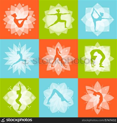 Yoga mind body and health fitness design concept set isolated vector illustration