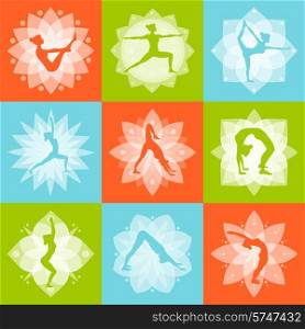 Yoga mind body and health fitness design concept set isolated vector illustration