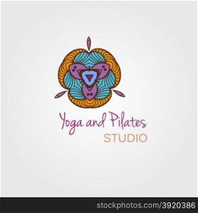 Yoga or pilates studio logo design. Mandala, ethnic abstract element for logotype design