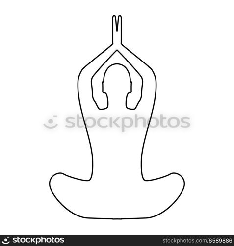 Yoga pose of woman black icon .