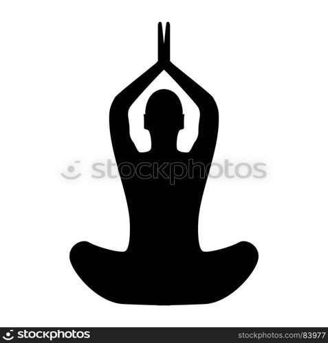 Yoga pose of woman black icon .