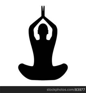 Yoga pose of woman black icon .