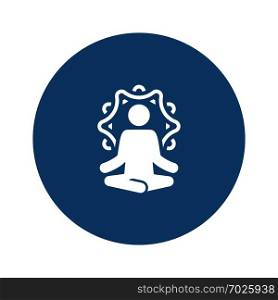Yoga Retreat and Meditation Icon. Flat Design Yoga Poses with Mandala Ornament in Back. Isolated Illustration.. Yoga Retreat and Meditation Icon. Flat Design Isolated Illustration.