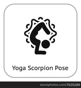 Yoga Scorpion Pose Icon. Flat Design Yoga Poses with Mandala Ornament in Back. Isolated Illustration.. Yoga Scorpion Pose Icon. Flat Design Isolated Illustration.