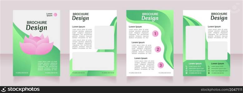Yoga studio blank brochure design. Template set with copy space for text. Premade corporate reports collection. Editable 4 paper pages. Robot Medium, Light, Merienda Bold fonts useds. Yoga studio blank brochure design