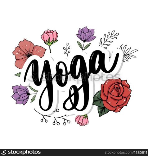 Yoga studio concept logo design. Elegant hand lettering for your design. Can be printed on greeting cards, paper and textile designs, etc. Yoga studio concept logo design. Elegant hand lettering for your design. Can be printed on greeting cards, paper and textile designs, etc.