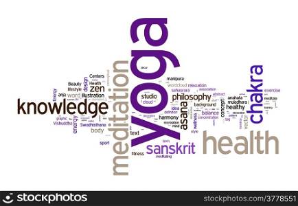 YOGA. Word collage on white background. Vector illustration.