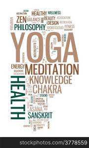 YOGA. Word collage on white background. Vector illustration.