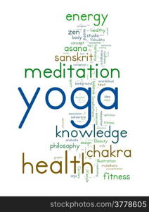 YOGA. Word collage on white background. Vector illustration.