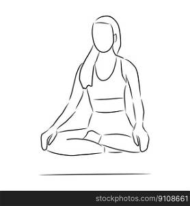 Yoga workout, vector. Sketch. Woman in yoga pose.