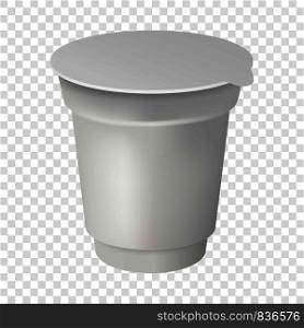 Yogurt round box mockup. Realistic illustration of yogurt round box vector mockup for on transparent background. Yogurt round box mockup, realistic style