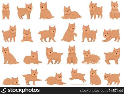 Yorkshire Terrier icons set cartoon vector. Animal dog. Pet face. Yorkshire Terrier icons set cartoon vector. Animal dog