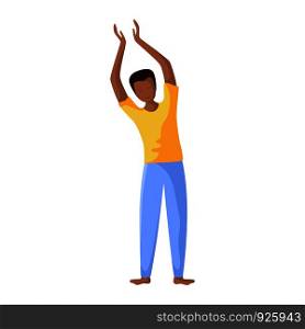 Young african american man doing yoga, slim guy doing sport exercise and meditation. Flat male character, isolated figure on white background. Vector illustrstion . Yoga Different People
