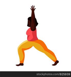 Young african american woman doing yoga on mat, girl doing sport exercise and meditation. Female character in flat style. Isolated figure on white background, vector illustration. Yoga Different People