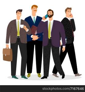 Young and old businessmen vector isolated on white background. Businessman team, business male young illustration. Young and old businessmen vector isolated on white background
