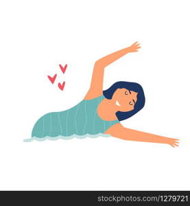 Young athlete woman swimming in a pool. Vector illustration. Young athlete woman swimming in a pool