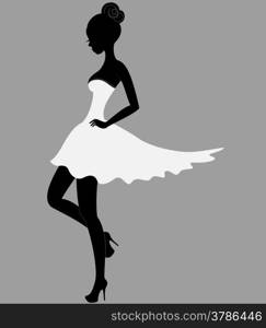 Young beautiful dancer girl in white dress
