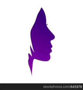 Young beautiful woman silhouette. Lady portrait logo. Beauty symbol. Vector design.