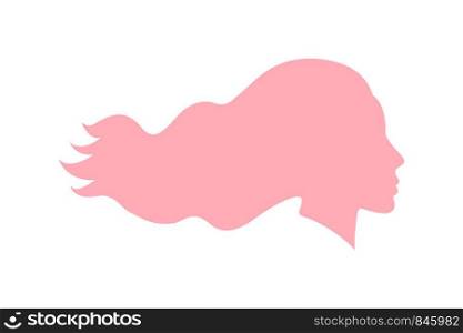 Young beautiful woman silhouette. Lady portrait logo. Beauty symbol. Vector design.