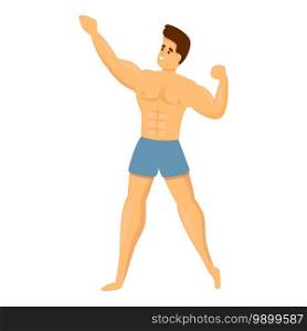 Young bodybuilder icon. Cartoon of young bodybuilder vector icon for web design isolated on white background. Young bodybuilder icon, cartoon style