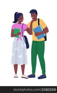 Young boyfriend and girlfriend semi flat color vector characters. Standing figures. Full body people on white. Schoolers isolated modern cartoon style illustration for graphic design and animation. Young boyfriend and girlfriend semi flat color vector characters