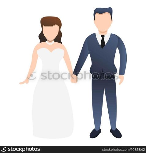 Young bride couple icon. Cartoon of young bride couple vector icon for web design isolated on white background. Young bride couple icon, cartoon style