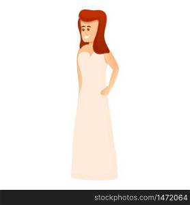 Young bride icon. Cartoon of young bride vector icon for web design isolated on white background. Young bride icon, cartoon style