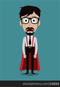Young businessman in flat style superhero. Young businessman in flat style cartoon superhero