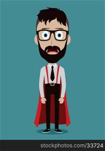 Young businessman in flat style superhero. Young businessman in flat style cartoon superhero