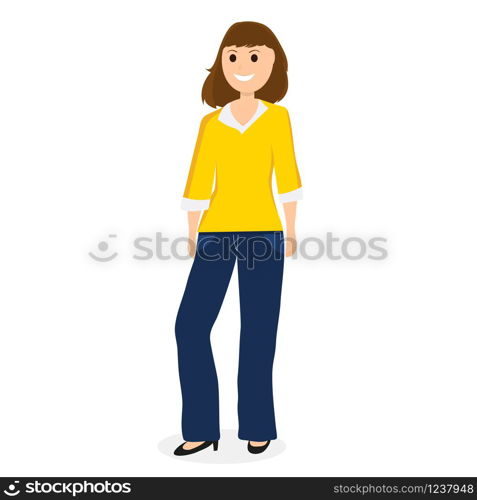 Young cartoon woman on a white background vector. Young cartoon woman on a white background