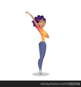 Young Cheerful Woman Character in Eyeglasses Showing Thumb Lifted Up Gesture and Hand Up Isolated on White Background. Vector Illustration in Cartoon Style. Happy Business Worker Celebrating Victory. Young Happy Woman Show Thumb and Hand Up Gesture
