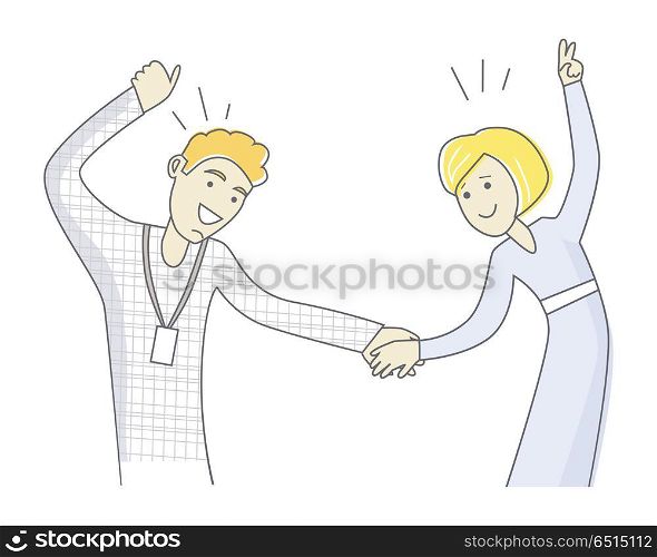 Young Couple Dancing. Loving young couple dancing. Man and woman dancing. Sweet couple having fun and dancing together. Couple dancing rock n roll. Retro swing dancing. Line art. Isolated object on white background.