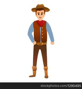 Young cowboy icon. Cartoon of young cowboy vector icon for web design isolated on white background. Young cowboy icon, cartoon style