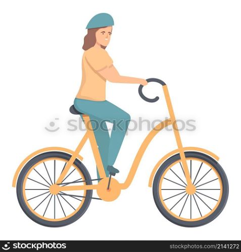Young cycling athlete icon cartoon vector. Active character. Autumn walk. Young cycling athlete icon cartoon vector. Active character