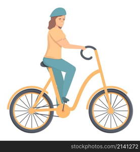 Young cycling athlete icon cartoon vector. Active character. Autumn walk. Young cycling athlete icon cartoon vector. Active character