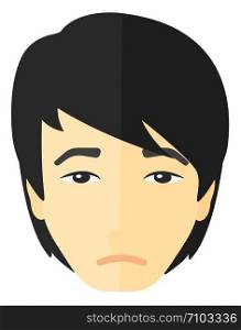 Young depressed man vector flat design illustration isolated on white background. . Young depressed man.