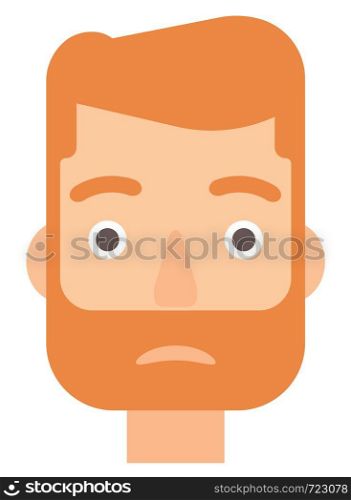 Young depressed man with the beard vector flat design illustration isolated on white background. Vertical layout.. Young depressed man.