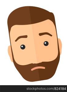 Young depressed man with the beard vector flat design illustration isolated on white background. Vertical layout.. Young depressed man.
