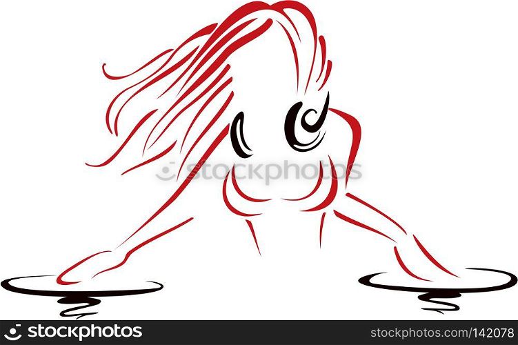 Young DJ girl mixing music behind console