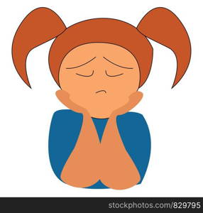 Young girl is thinking vector or color illustration