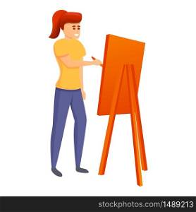 Young girl painter icon. Cartoon of young girl painter vector icon for web design isolated on white background. Young girl painter icon, cartoon style
