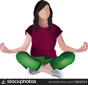 young girl sitting in yoga position. young girl sitting in yoga position yoga