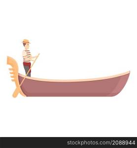 Young gondolier icon cartoon vector. Venice gondola. Italian boat. Young gondolier icon cartoon vector. Venice gondola