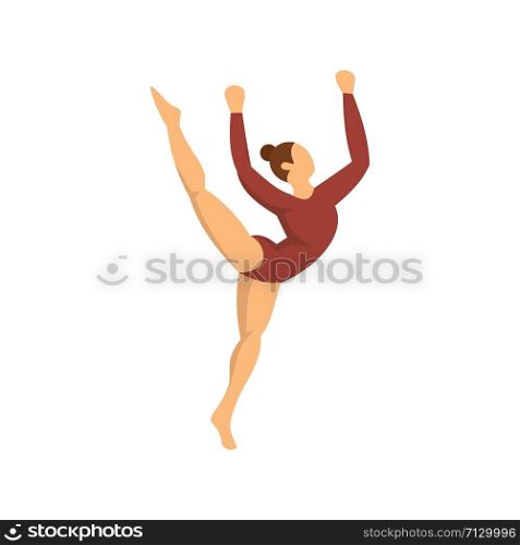 Young gymnastic girl icon. Flat illustration of young gymnastic girl vector icon for web design. Young gymnastic girl icon, flat style