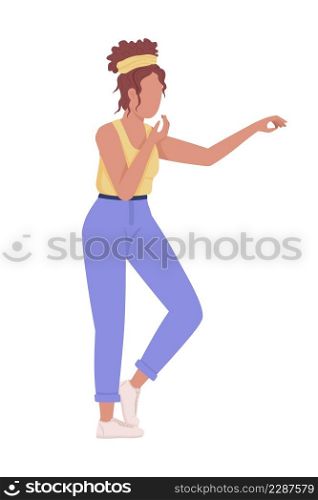 Young lady in casual clothing semi flat color vector character. Standing figure. Full body person on white. Happy and fun simple cartoon style illustration for web graphic design and animation. Young lady in casual clothing semi flat color vector character