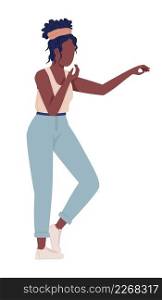 Young lady in casual wear semi flat color vector character. Standing figure. Full body person on white. Happy and fun simple cartoon style illustration for web graphic design and animation. Young lady in casual wear semi flat color vector character