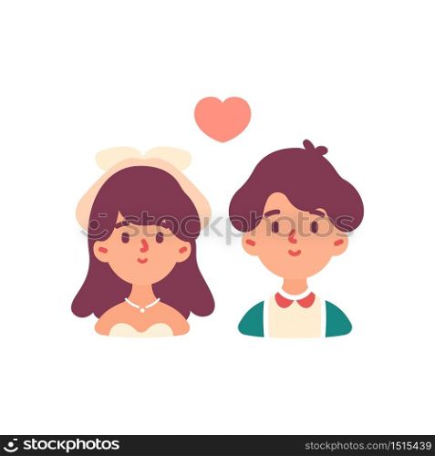 Young love couple get marriage icon illustration