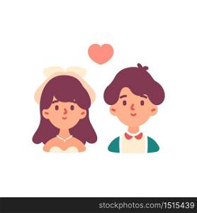 Young love couple get marriage icon illustration