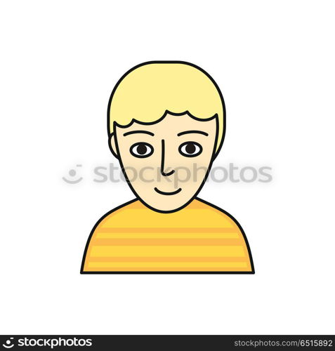 Young Man Avatar Icon. Young man avatar icon. Young blond man in yellow sweater. Social networks business private users avatar pictogram. Isolated vector illustration on white background.